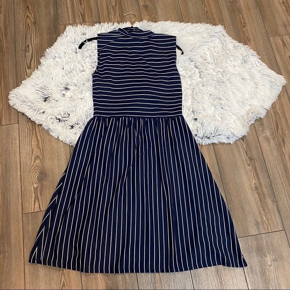Sense of Place Navy and White Striped Dress M
